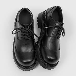 Chaussures en cuir véritable pour hommes, style britannique, tendance, formelles, à lacets, bout pointu, Derby, mariage, automne, motif uni, confort - Product Image 3