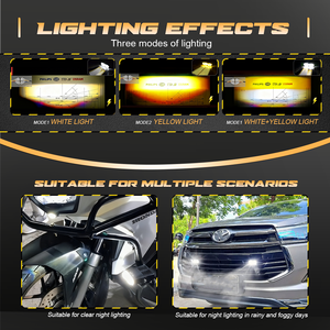 Nouveau phare antibrouillard LED bleu pour voiture, mini phare de calandre mince, télécommande, lumière bicolore 3000K, accessoires pour moto - Product Image 5