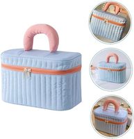 Nouvelle Trousse de Maquillage Matelassée 2026 Grande Capacité, Sac Cosmétique de Voyage avec Poignée Rembourrée Couleur Contrastante, Organisateur de Toilette Portable