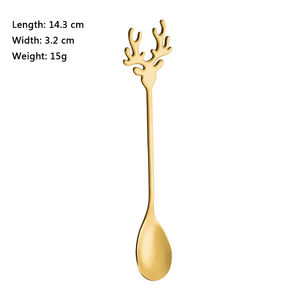 Cuillère à dessert Lehao en acier inoxydable 304, mignonne et créative, pour mélanger gâteaux, glaces, thé, cuillère à café en forme de renne de Noël - Product Image 6