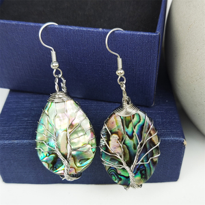 Usine Vente Directe Naturel Abalone Shell Géométrique Boucles D'oreilles Blanc Vadrouille Shell Lune Ovale Rond Pendentif Or Boucles D'oreilles Bijoux Femmes - Product Image 4