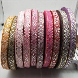 Cinta de jacquard de seda dorada con diseño de espiga en forma de diamante de 1.2 cm, inspirada en estilos étnicos, accesorios DIY para bordes de abanicos Han - Product Image 2