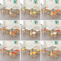 Ensemble table et chaises modernes minimalistes en bois massif, petit tabouret carré pour restaurants, snack-bars, cafés et salons de thé