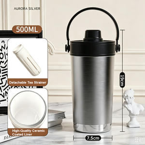 500ml Stainless Steel Vacuum Insulated <b>Tumbler</b> Lid <b>Straw</b> Leakproof Portable <b>Handle</b> Eco-Friendly Modern Design for Outdoor Use - Product Image 3