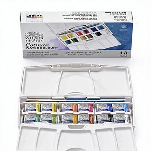Ensemble de peinture à l'aquarelle Bview Art Winsor & Newton Cotman avec papier, 12 demi-pans de 10 ml, palette de poche, pinceau inclus - Product Image 1