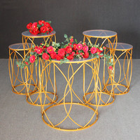 Support à gâteau de mariage 5 pièces en métal doré, élégant, détachable, vintage, moderne, romantique, simple, pour décoration d'événements et de réceptions de bienvenue