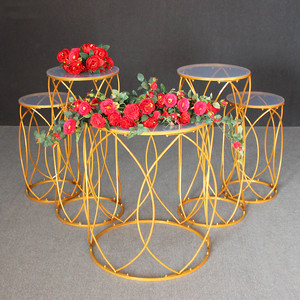 Golden Iron Metal Dessert Table 5 Pcs Bis Certified <b>Wedding</b> Flower Stand Dessert Welcome Area <b>Cake</b> Stand Decoration - Product Image 2