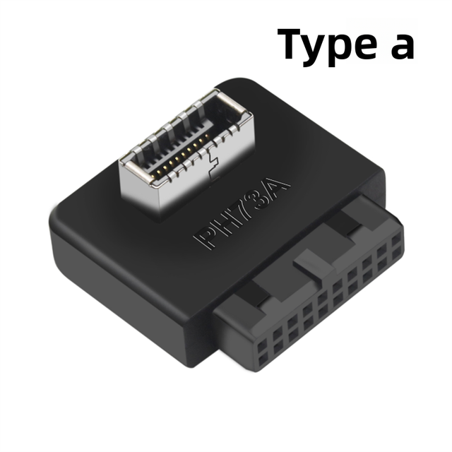 Computer Motherboard USB3.0 19P/20P to TYPE-E 90 Degree Adapter Chassis Front TYPE-C Plug Cable Port with Enclosure