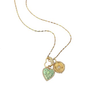 Collar vintage de capas en verde menta, diseño único, colgante de corazón de girasol, <span class=keywords><strong>cadena</strong></span> de cuello exquisita y a la moda - Product Image 2