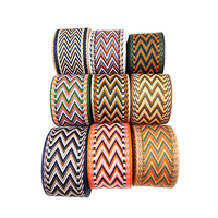 Sangle Jacquard 5cm en Polyester à Blocs de Couleurs, Sangle à Double Flèche pour Sac à Dos, Sangle pour Instrument de Musique, Ceinture de Mode