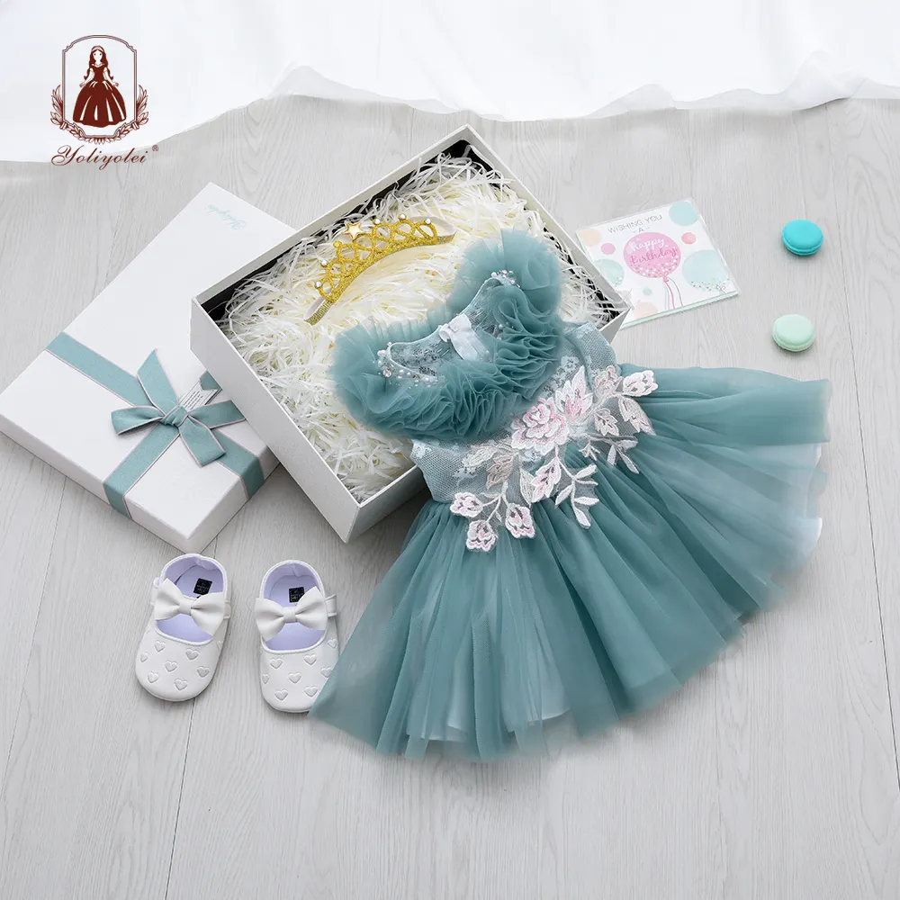 Wholesale With Competitive Prices Baby Dress New Born Baby 0-2 Years Boutique Baby Girl Party Dresses With Gift Box For Party