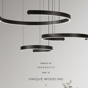 Nordique rond moderne contemporain suspendu luxe acrylique plafond anneau lampe lustre Led cercle suspension - Product Image 2