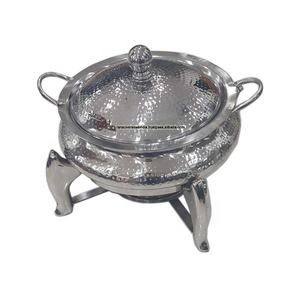 Chauffe-plat rond de bonne qualité en acier inoxydable au design martelé, chauffe-plats pour buffet pour traiteur - Product Image 2