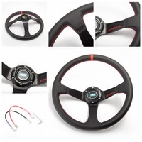 Volant de course universel EPMAN 350 mm (14 pouces) à fond profond en cuir PVC pour voiture, drift, sport, 6 boulons, PCD 70 mm EP-FXP7709