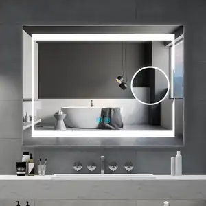 Fabbrica diretta di lusso villa appartamento appeso a parete 10x ingrandimento illuminato retroilluminato trucco specchio led vanità per il bagno