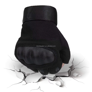 Doublesafe RTS personalizado hombres negro Nylon medio dedo nudillo duro alta calidad seguridad caza tiro guantes tácticos mitones - Product Image 4