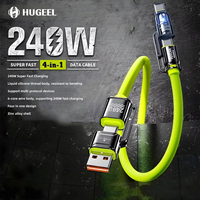 HUGEEL Nuevo Cable Tipo C 4 en 1 PD65W, Cable de Datos USB2.0 de 480 Mbps con Carga Súper Rápida PD para Teléfono, Laptop, Tablet