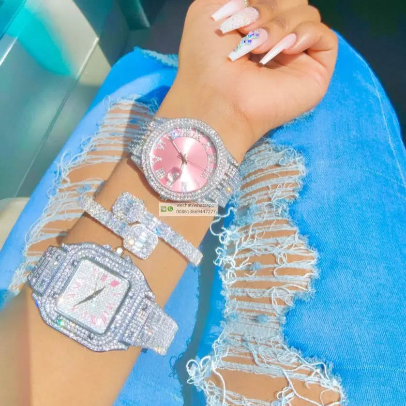 FOXI Jewelry Luxury Design Quartz Diamond Watch for Men and women Iced Out bling hip hop Watch Waterproof watch