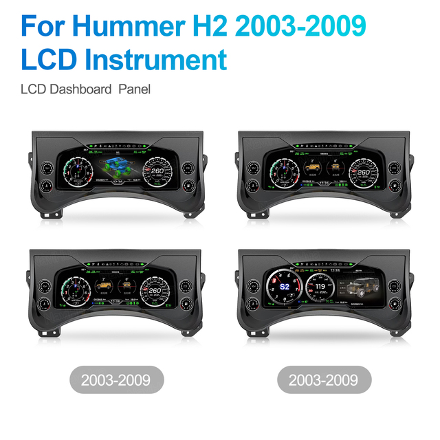 Car Digital Cluster Auto Dashboard Virtual Cockpit Instrument QLCD Speedometer Odometer Head Unit for Hummer H2 2003-2009