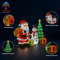 Juego de Faroles Navideños Gigantes para Exteriores con Diseño de Santa Claus, Muñeco de Nieve y Árbol de Navidad, Decoración LED para Parques, Plazas y Jardines