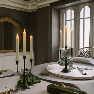 Candélabre en fer noir à 3 bras, porte-bougie fait main, écologique, durable, imperméable, décoration de la maison, mariage - Product Image 2