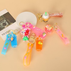 Milk Cap <b>Drinks</b> Bottle Keychain <b>Plastic</b> Fashion Trend Carabiner Keyring With <b>Straws</b> And Colorful Beads For Gift Or Decor - Product Image 4