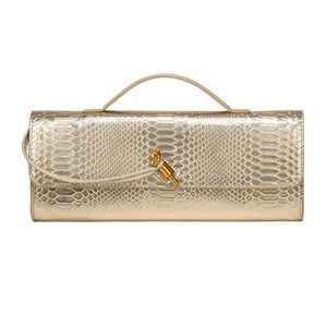Sac de soirée de luxe pour femme en similicuir serpent avec bandoulière amovible et poignée supérieure, pochette pour le bureau et les dîners formels - Product Image 3