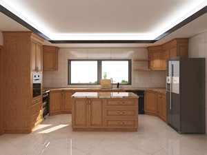 Meubles de cuisine modernes en bois, plan de travail en quartz, évier en acier inoxydable, grand espace de rangement, meubles pour appartements - Product Image 4