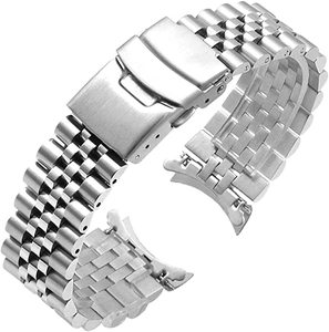 Bracelet de <span class=keywords><strong>montre</strong></span> en métal noir argenté à double boucle de verrouillage conique en <span class=keywords><strong>acier</strong></span> inoxydable 316L et 22mm pour <span class=keywords><strong>montre</strong></span> SKX - Product Image 1