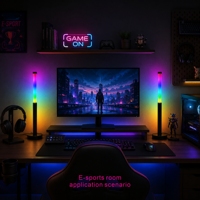 Barre lumineuse LED RGBIC rétractable à hauteur réglable, couleurs magiques, application intelligente, réactive à la musique, USB, lumière ambiante de bureau Cyberpunk