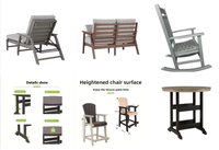 Ensemble de chaises d'extérieur modernes en HDPE avec table d'appoint, mobilier de patio, chaise de plage imperméable, chaise de jardin, chaise Adirondack pour l'extérieur