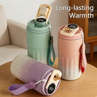 Thermos numérique personnalisé avec logo, 450 ml, affichage de la température LED intelligent, tasse à café en acier inoxydable, sangle de transport, tasse cadeau unisexe moderne
