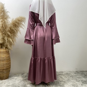 6789#B Fashion 2024 High Quality Thin Satin Muslim Clothing Hot Summer Long <b>Dress</b> With Diamond - Product Image 6