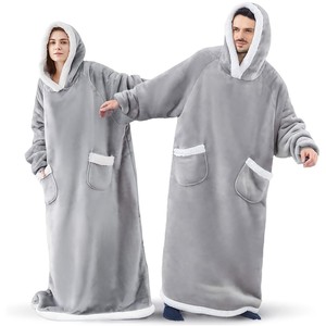 Sudadera con Capucha Tipo Manta Unisex Extra Grande, Forrada de Sherpa, con Bolsillos, Cálida para el Invierno, para Estar en Casa, Dropshipping - Product Image 2