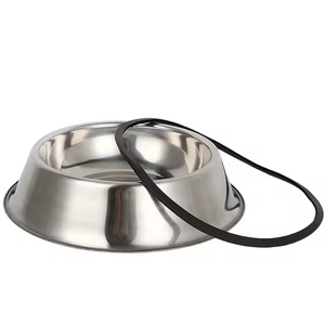 KingHon Wholesale Custom Logo Luxury Anti-Slip Pet <b>Cat</b> Dog Bowls Dishes <b>Feeders</b> Drinking Stainless Steel With Rubber Base - Product Image 5