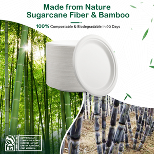 Piatti di Carta Compostabili, Resistenti e Biodegradabili, Realizzati in Bagassa per Snack, Dessert, Feste, Matrimoni - Product Image 2