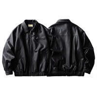 Blouson Bomber en Cuir Noir Uni de Haute Qualité pour Homme, Col Simple, Style Motard, Veste Décontractée en Cuir Façon Universitaire pour l'Hiver