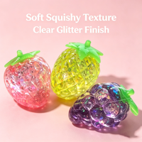 Mini jouet à presser transparent en forme de fruit 3*5.5cm, en TPR, rempli de maltose, jouet souple mignon en forme de fruit simulé, jouet anti-stress pour les mains