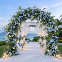 Arche de mariage en fleurs artificielles rose, blanc et bleu, idéale pour la décoration de mariage - Vente en gros
