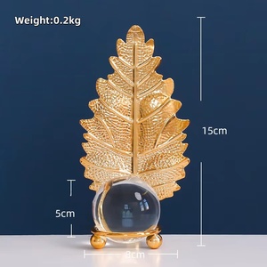 Seni besi daun emas ornamen bola kristal kreatif rumah pintu masuk lemari TV dekorasi Desktop kantor - Product Image 6