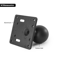 Support de boule de 2,25 po (taille D) avec plaques VESA 75x75mm et 100x100mm, bras à double rotule de 13 cm en aluminium marin et caoutchouc noir pour moteur de camion