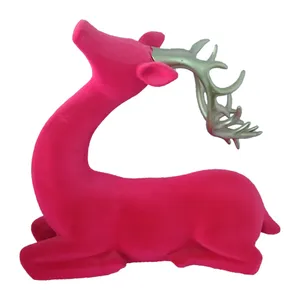 Resin Handicraft Plush Sitting Deer Manufacturer Direct Sales