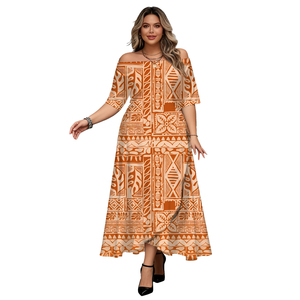 Abito Estivo a Maniche Corte, Lungo fino al Pavimento, Lavabile, Silhouette a Sirena, in Poliestere, con Volant, per Ufficio, da Donna - Product Image 6