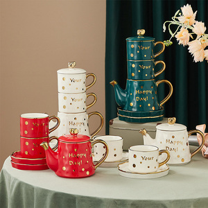 Bán buôn đầy màu sắc sứ giáng sinh ấm trà cup <span class=keywords><strong>Set</strong></span> giáng sinh thiết kế Tea Kettle với cup cà phê Mug <span class=keywords><strong>Set</strong></span> - Product Image 1