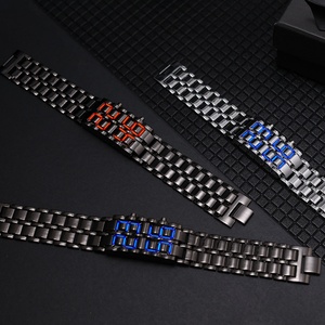 นาฬิกาข้อมือ LED รุ่นใหม่ แบบผสมผสาน ดีไซน์ลาวา นาฬิกาอิเล็กทรอนิกส์ สแตนเลสสตีล สาย LED นาฬิกาคู่ดิจิตอล ขายส่ง - Product Image 1