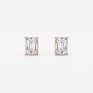 Elegant 2 Ctw <b>Emerald</b> Lab Grown Diamond Solitaire Certified <b>Stud</b> Earrings With Brilliant Sparkle Ethical Luxury Jewelry Women - Product Image 1