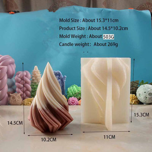 Xoắn ốc hình nón Silicone nến khuôn mẫu hình học khuôn mẫu cho Nến làm nhựa xà phòng đúc Xmas trụ cộ<span class=keywords><strong>t</strong></span> hình dạng cây khuôn mẫu - Product Image 2