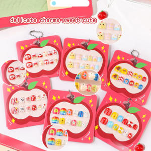 <span class=keywords><strong>Faux</strong></span> <span class=keywords><strong>ongles</strong></span> à presser 3D rouges motif pomme et nœud, style Kawaii, économiques, couvrance totale, pour petites filles et enfants - Product Image 3