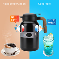 Thermos écologique en acier inoxydable à double paroi avec poignée en grain de bois Carafe à café et théière à eau chaude avec isolation sous vide