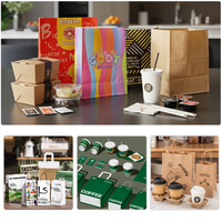 Sacs en papier kraft brun SOS personnalisés recyclés de qualité alimentaire pour emporter, sacs en papier jetables pour emporter avec votre propre logo